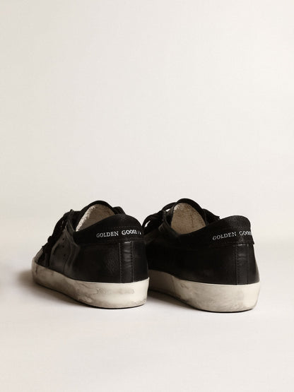 Men's Super-Star in black nappa with black suede star and heel tab - Golden Goose Men