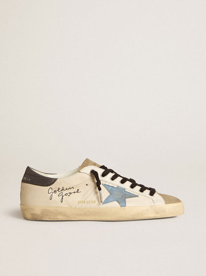 Super-Star in nappa leather with light blue suede star and gray leather heel tab - Golden Goose Men