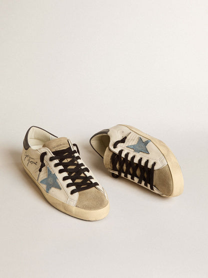 Super-Star in nappa leather with light blue suede star and gray leather heel tab - Golden Goose Men