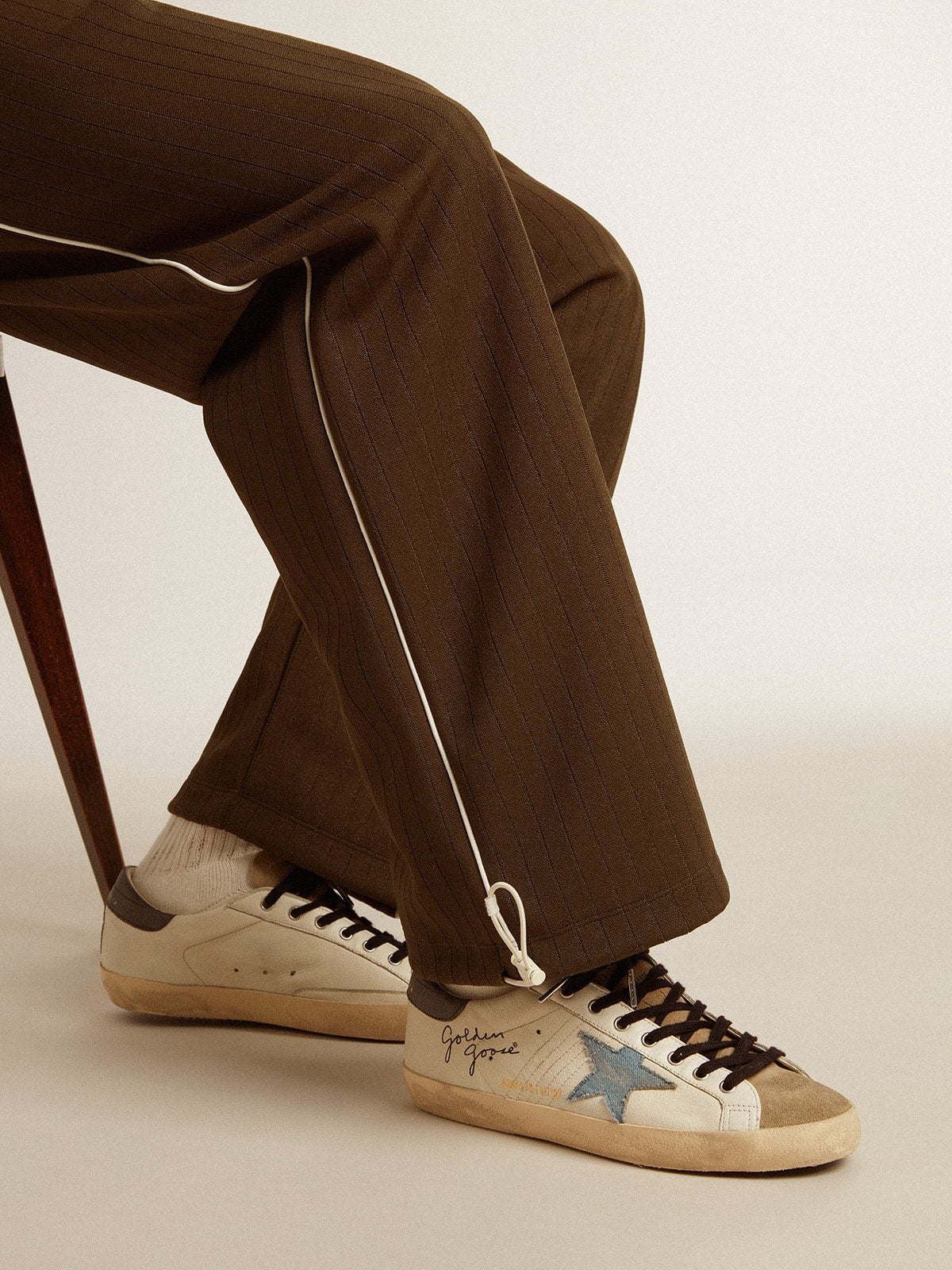 Super-Star in nappa leather with light blue suede star and gray leather heel tab - Golden Goose Men