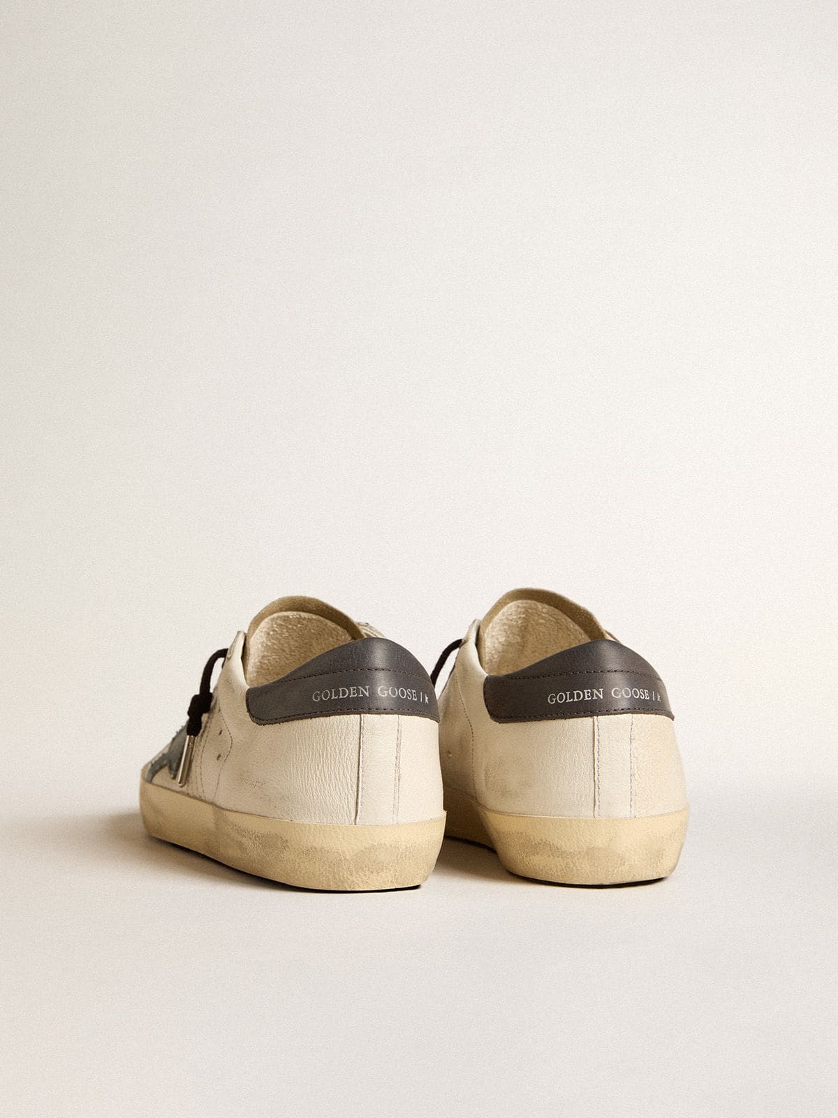Super-Star in nappa leather with light blue suede star and gray leather heel tab - Golden Goose Men