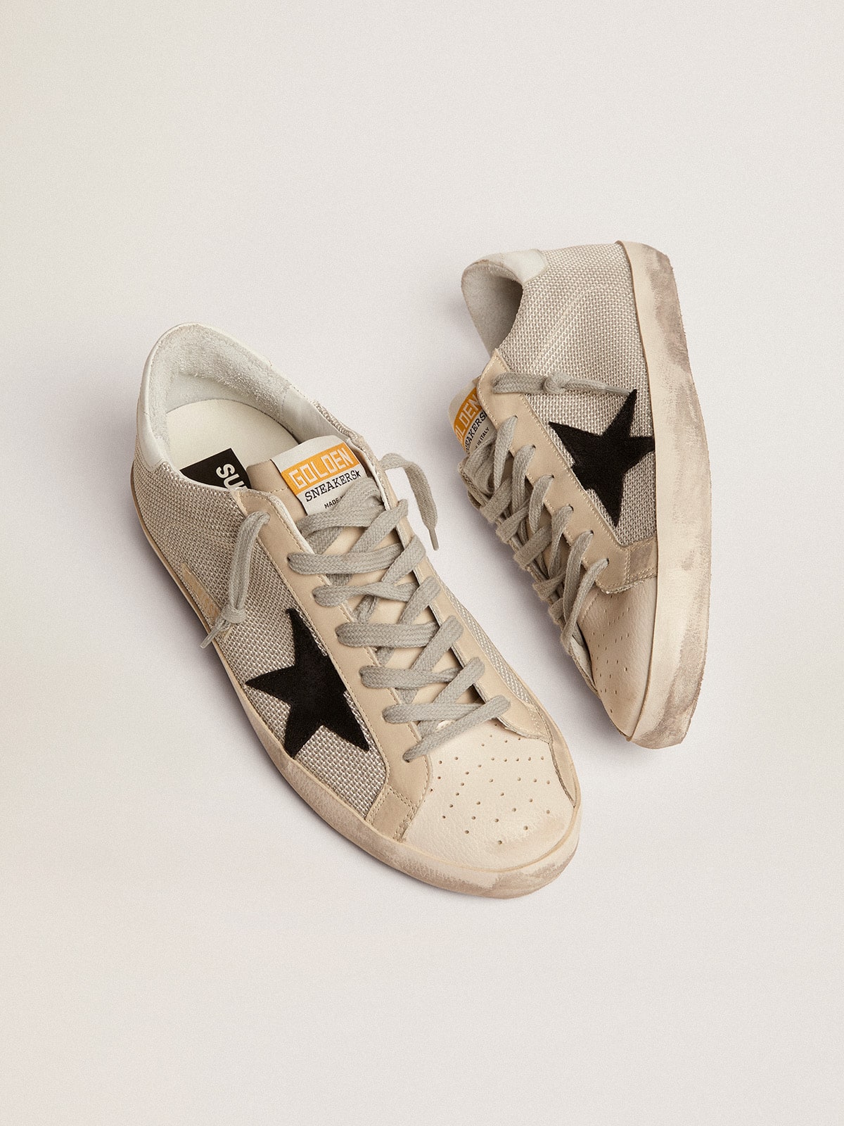 Men's Super-Star in leather with black star - Golden Goose Men