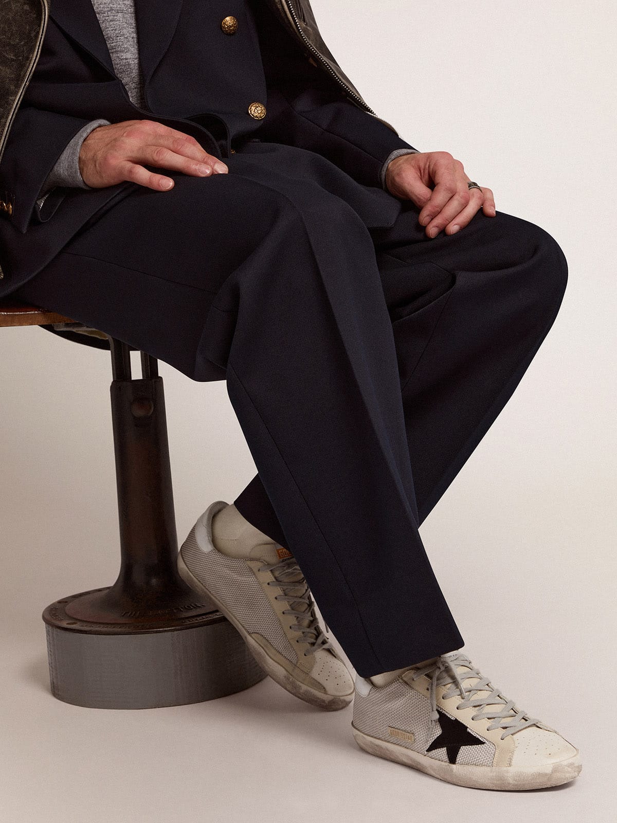 Men's Super-Star in leather with black star - Golden Goose Men