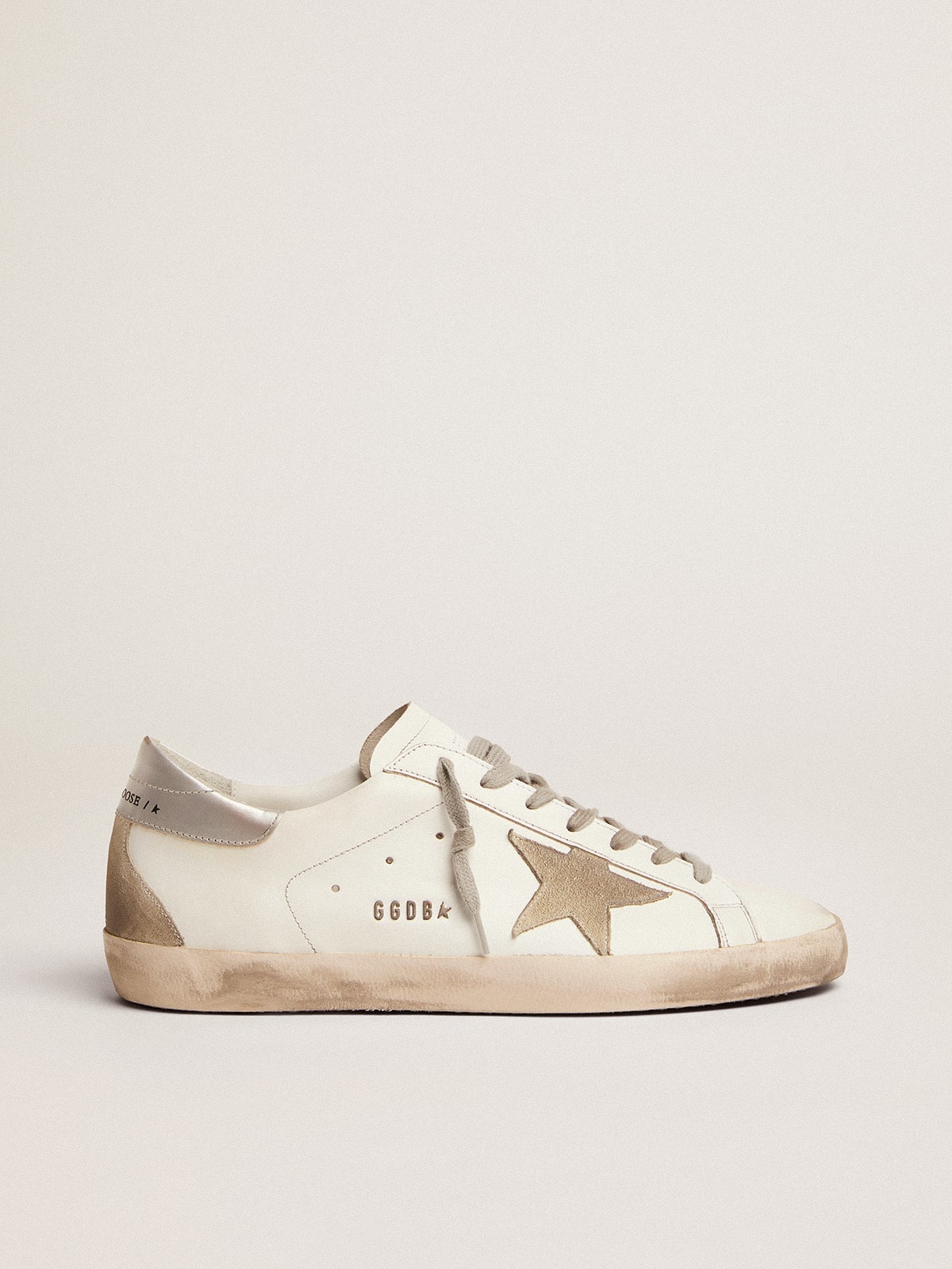 Men's Super-Star with silver heel tab and lettering - Golden Goose Men