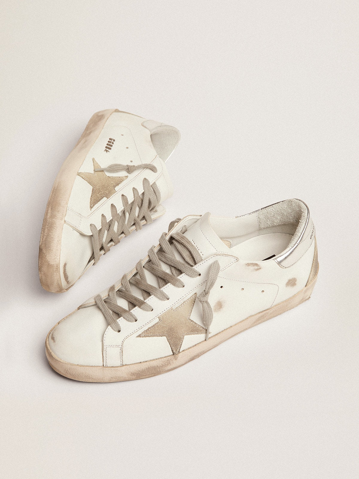 Men's Super-Star with silver heel tab and lettering - Golden Goose Men