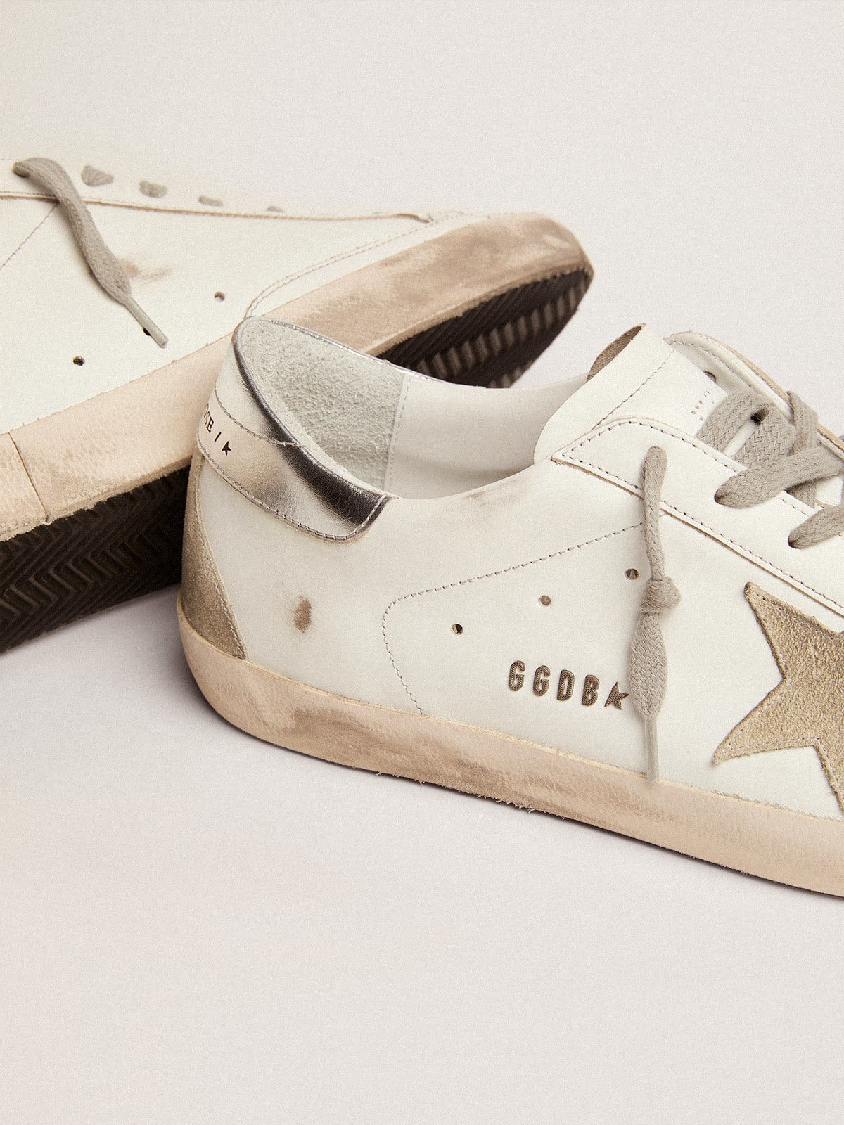 Men's Super-Star with silver heel tab and lettering - Golden Goose Men