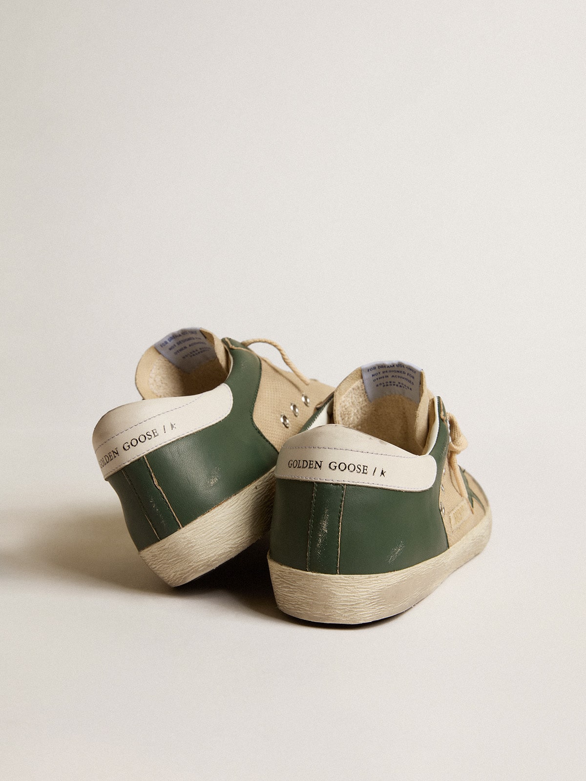 Men's Super-Star  in cream mesh and green nappa with nappa star - Golden Goose Men