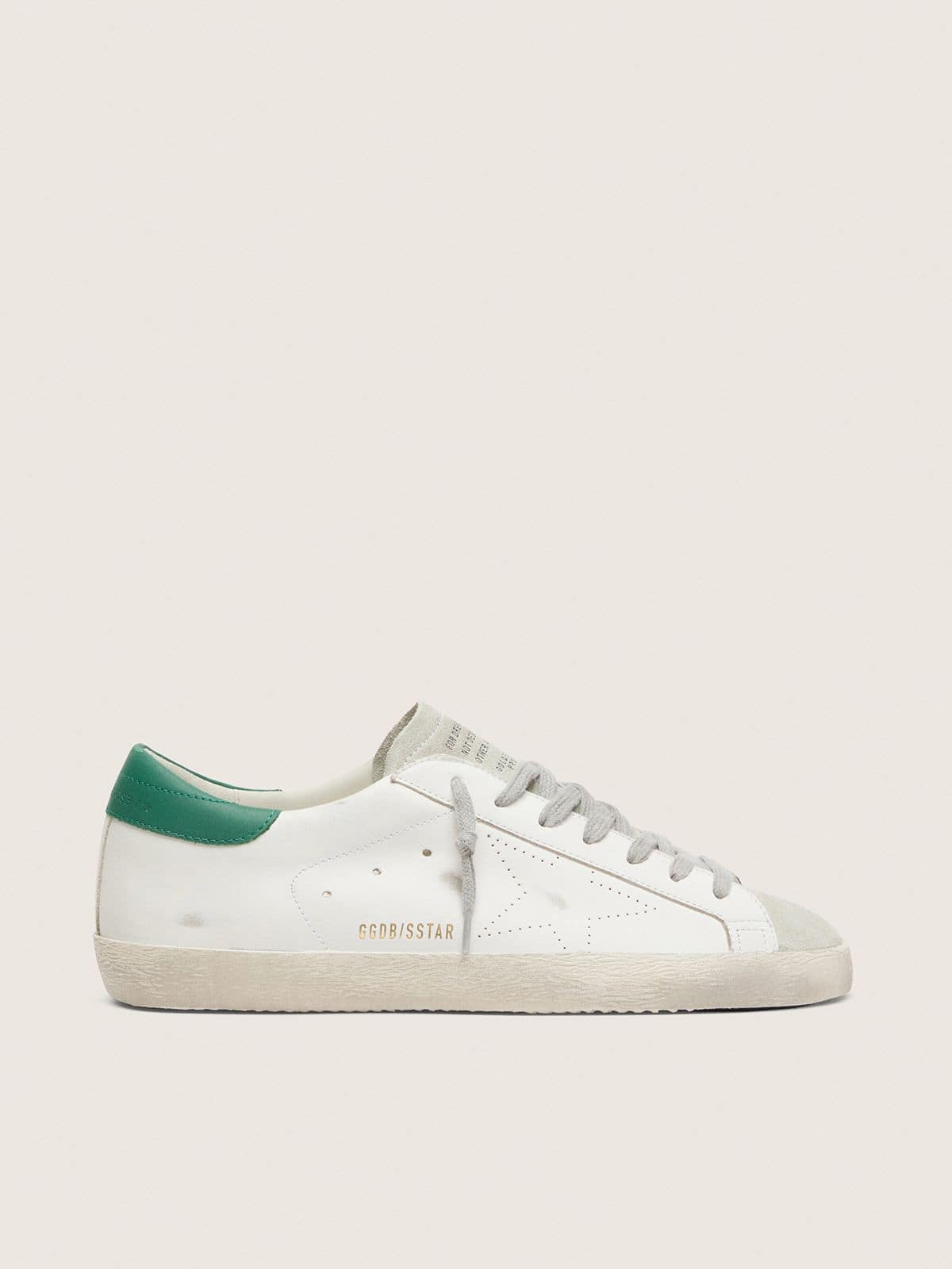 Men’s Super-Star with perforated star and green heel tab - Golden Goose Men