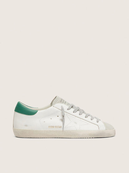 Men’s Super-Star with perforated star and green heel tab - Golden Goose Men