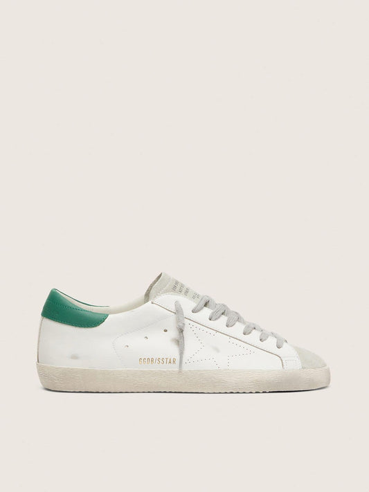 Men’s Super-Star with perforated star and green heel tab - Golden Goose Men