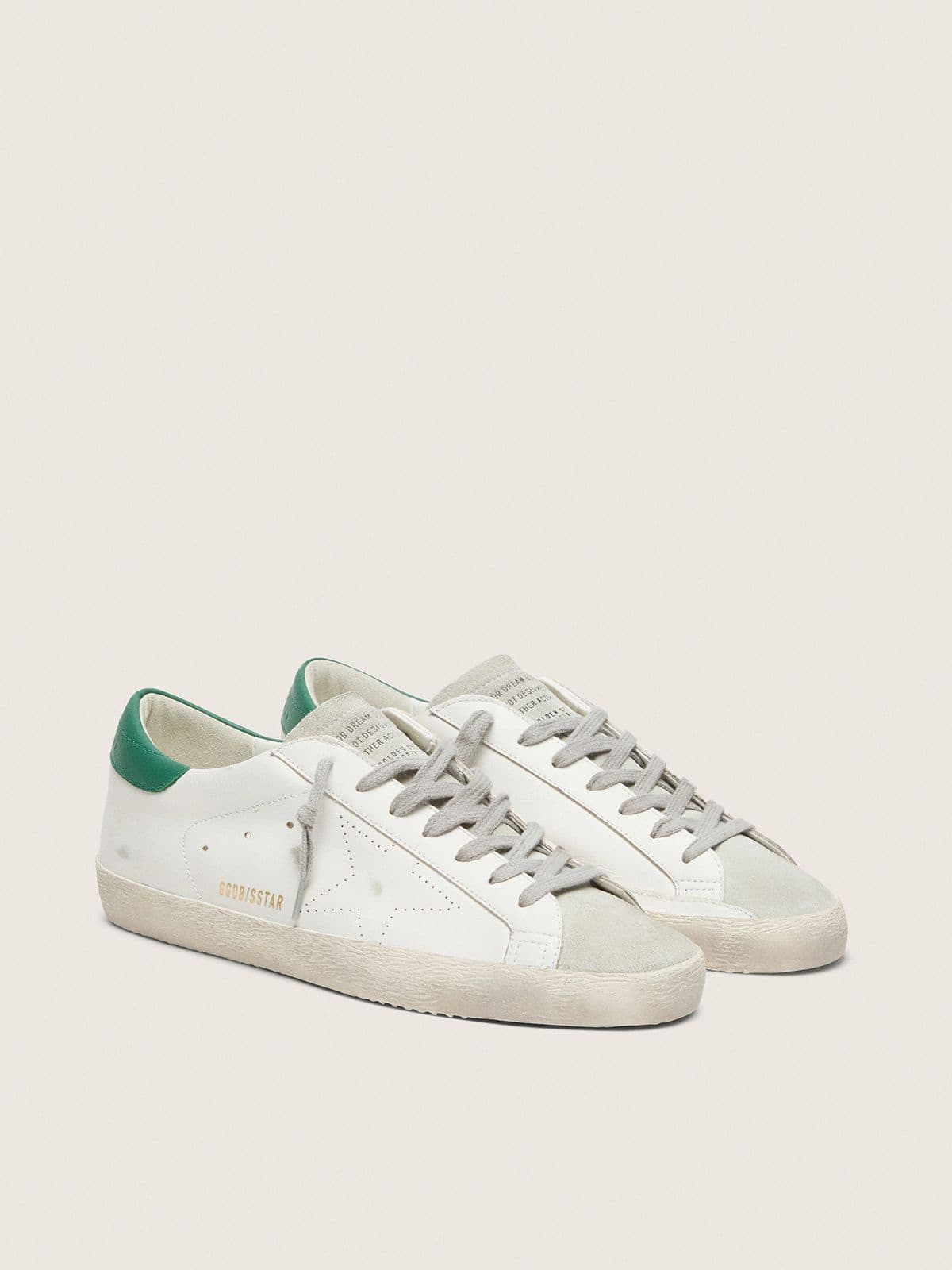 Men’s Super-Star with perforated star and green heel tab - Golden Goose Men
