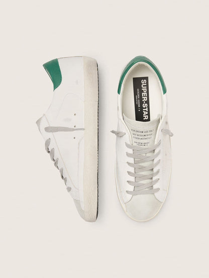 Men’s Super-Star with perforated star and green heel tab - Golden Goose Men