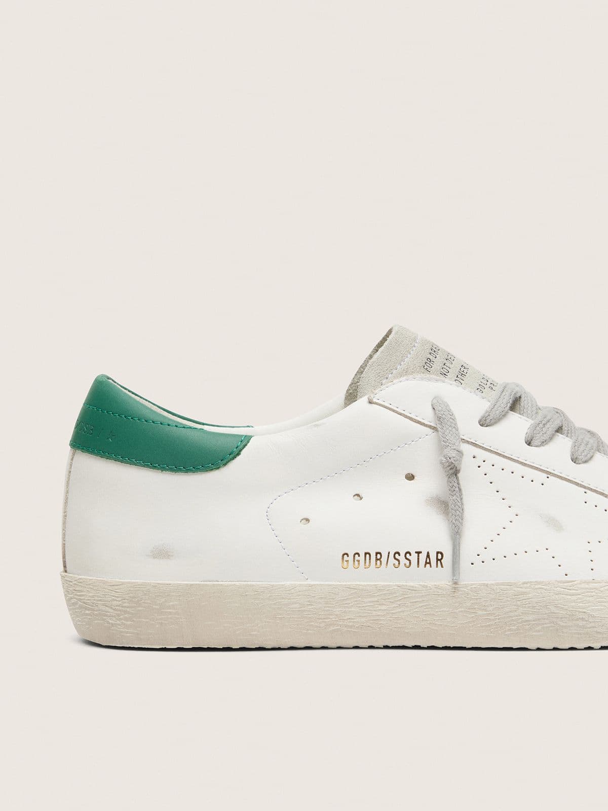 Men’s Super-Star with perforated star and green heel tab - Golden Goose Men