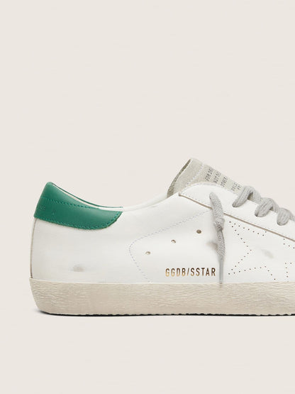 Men’s Super-Star with perforated star and green heel tab - Golden Goose Men