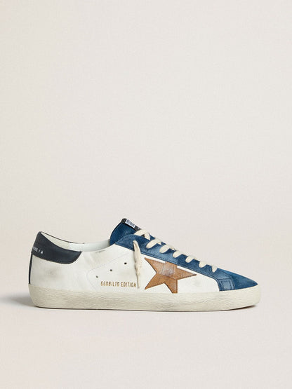Men's Super-Star LTD with tobacco-colored croc-print leather star and black leather heel tab - Golden Goose Men
