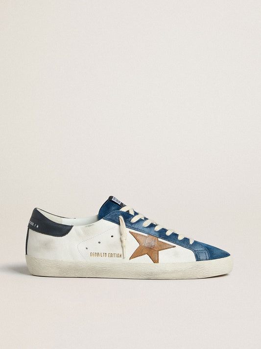 Men's Super-Star LTD with tobacco-colored croc-print leather star and black leather heel tab - Golden Goose Men