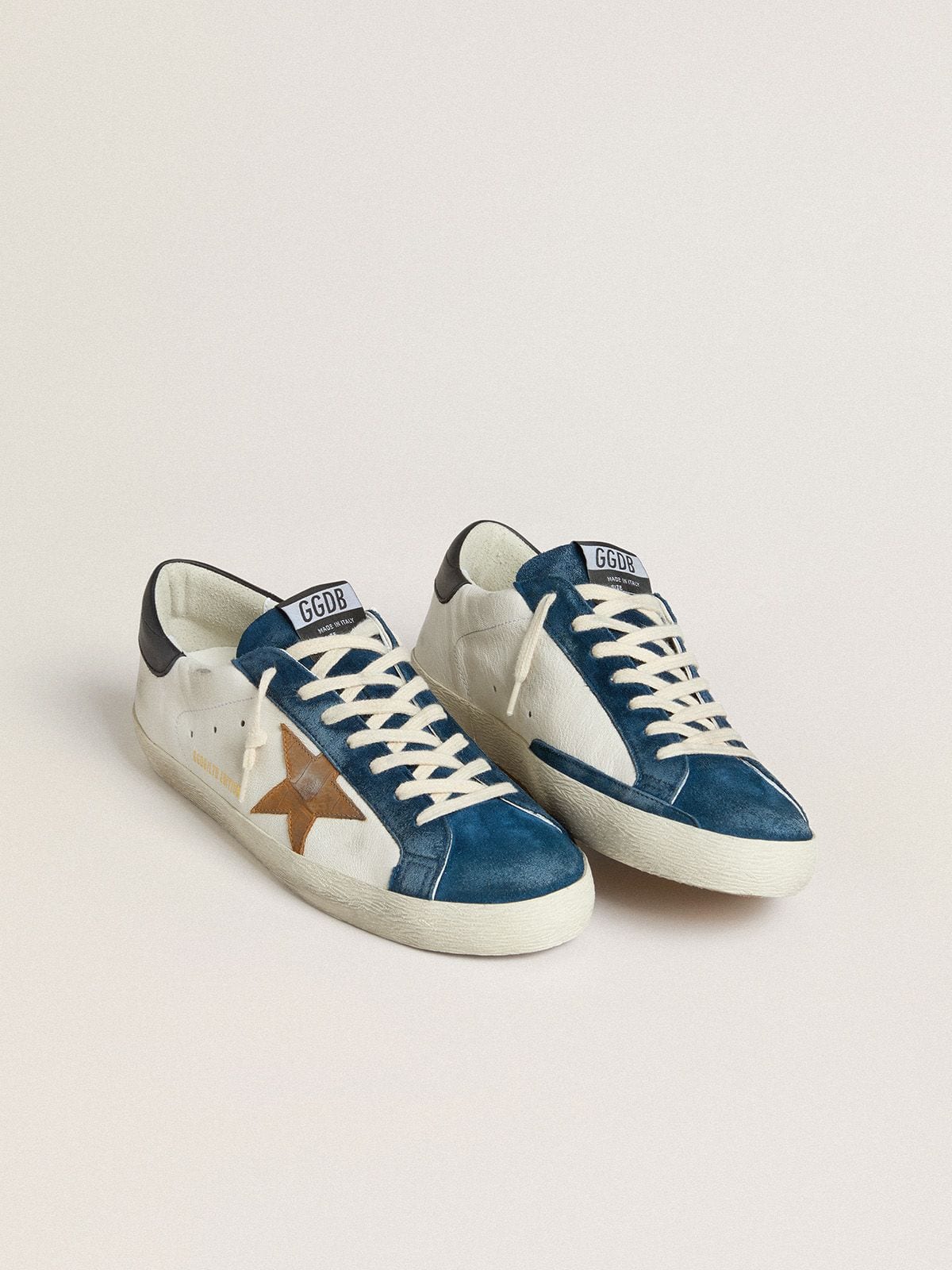 Men's Super-Star LTD with tobacco-colored croc-print leather star and black leather heel tab - Golden Goose Men