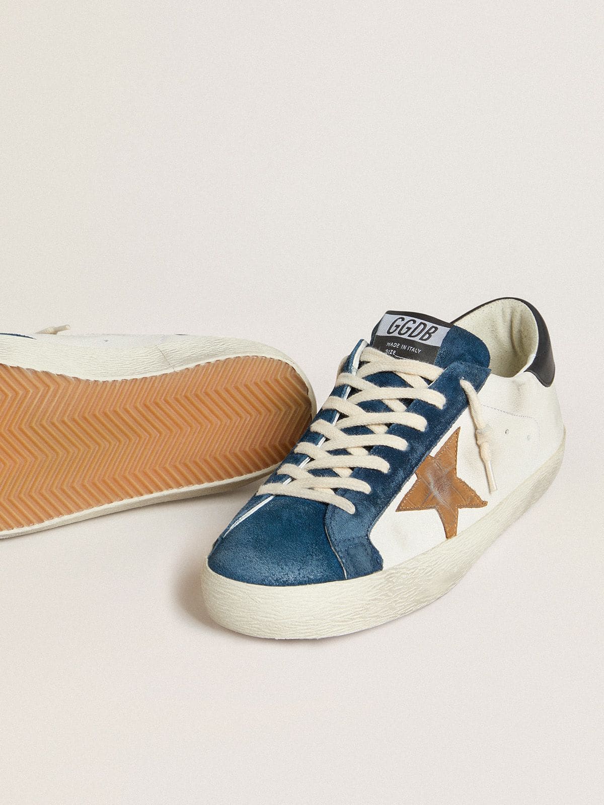 Men's Super-Star LTD with tobacco-colored croc-print leather star and black leather heel tab - Golden Goose Men