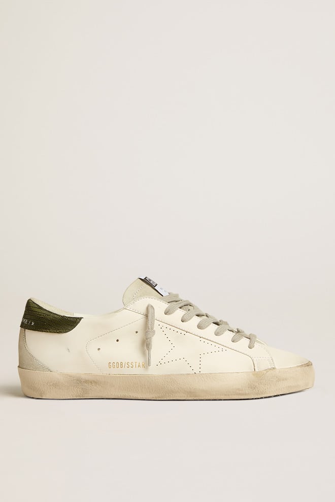 Men’s Bio-based Super-Star with perforated star and green heel tab - Golden Goose Men