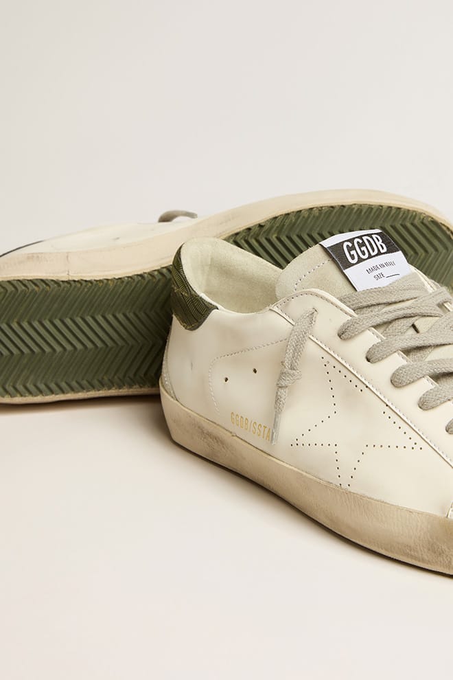 Men’s Bio-based Super-Star with perforated star and green heel tab - Golden Goose Men