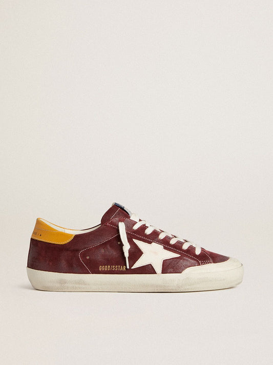 Men’s Super-Star in brick-red suede with white leather star and animal-print heel tab - Golden Goose Men