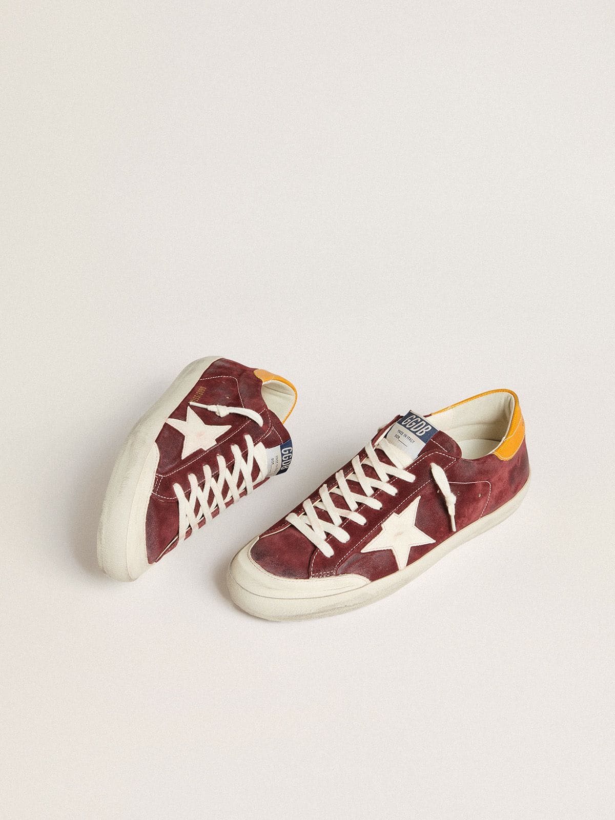 Men’s Super-Star in brick-red suede with white leather star and animal-print heel tab - Golden Goose Men