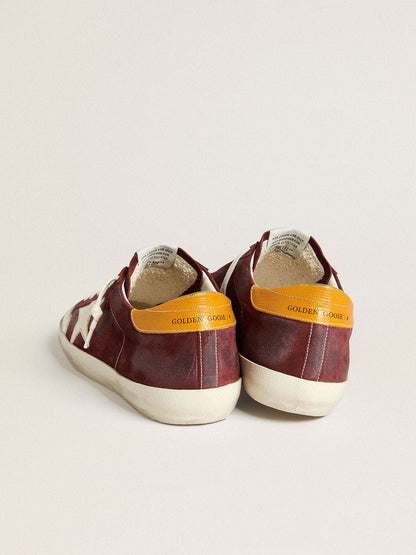 Men’s Super-Star in brick-red suede with white leather star and animal-print heel tab - Golden Goose Men