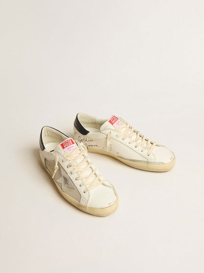 Men's Super-Star LTD in mesh and leather with silver star and blue heel tab - Golden Goose Men