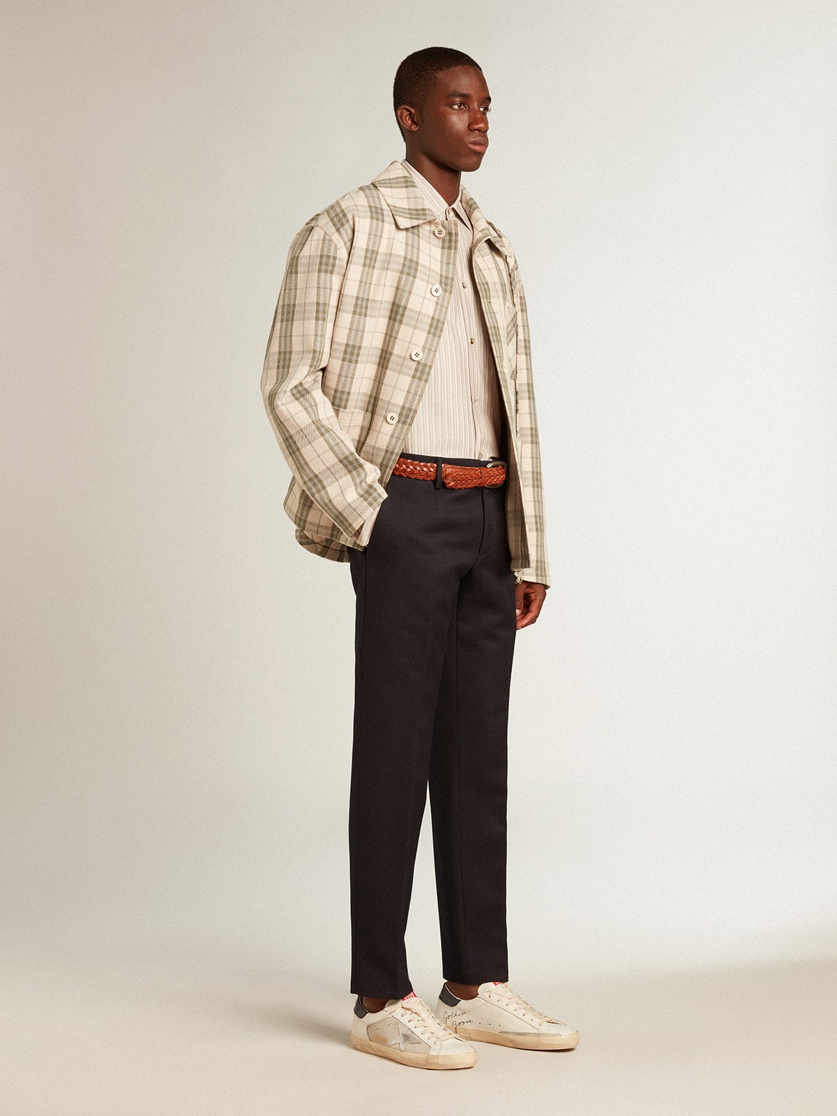 Men's Super-Star LTD in mesh and leather with silver star and blue heel tab - Golden Goose Men