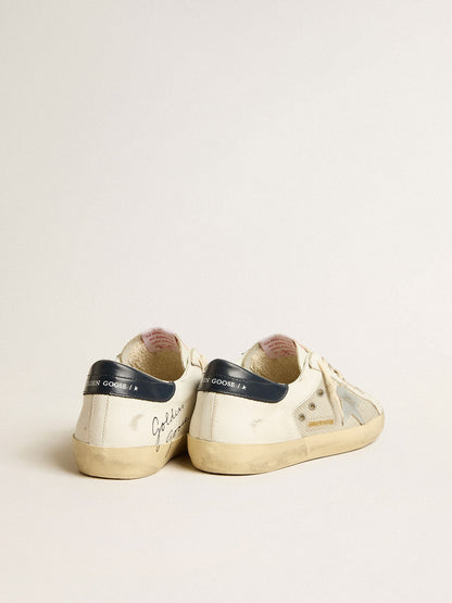 Men's Super-Star LTD in mesh and leather with silver star and blue heel tab - Golden Goose Men