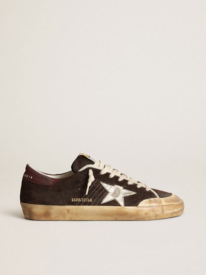 Men's Super-Star Penstar in brown suede with a platinum star - Golden Goose Men