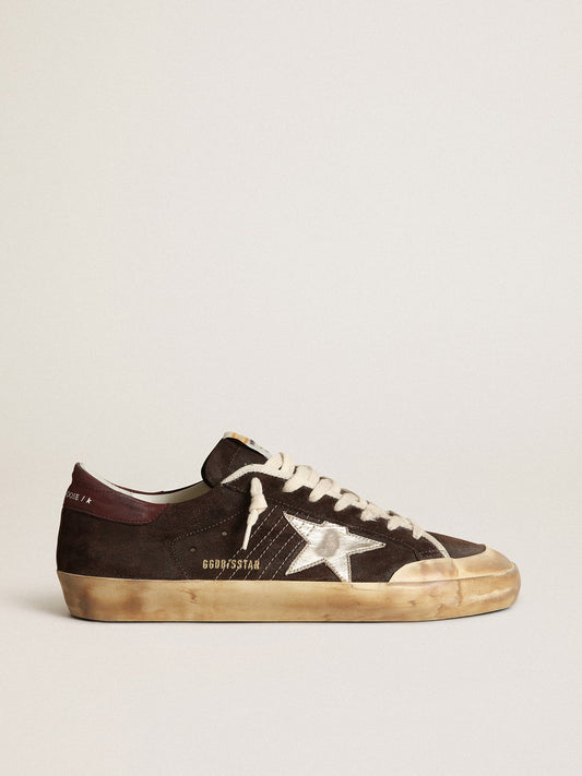 Men's Super-Star Penstar in brown suede with a platinum star - Golden Goose Men