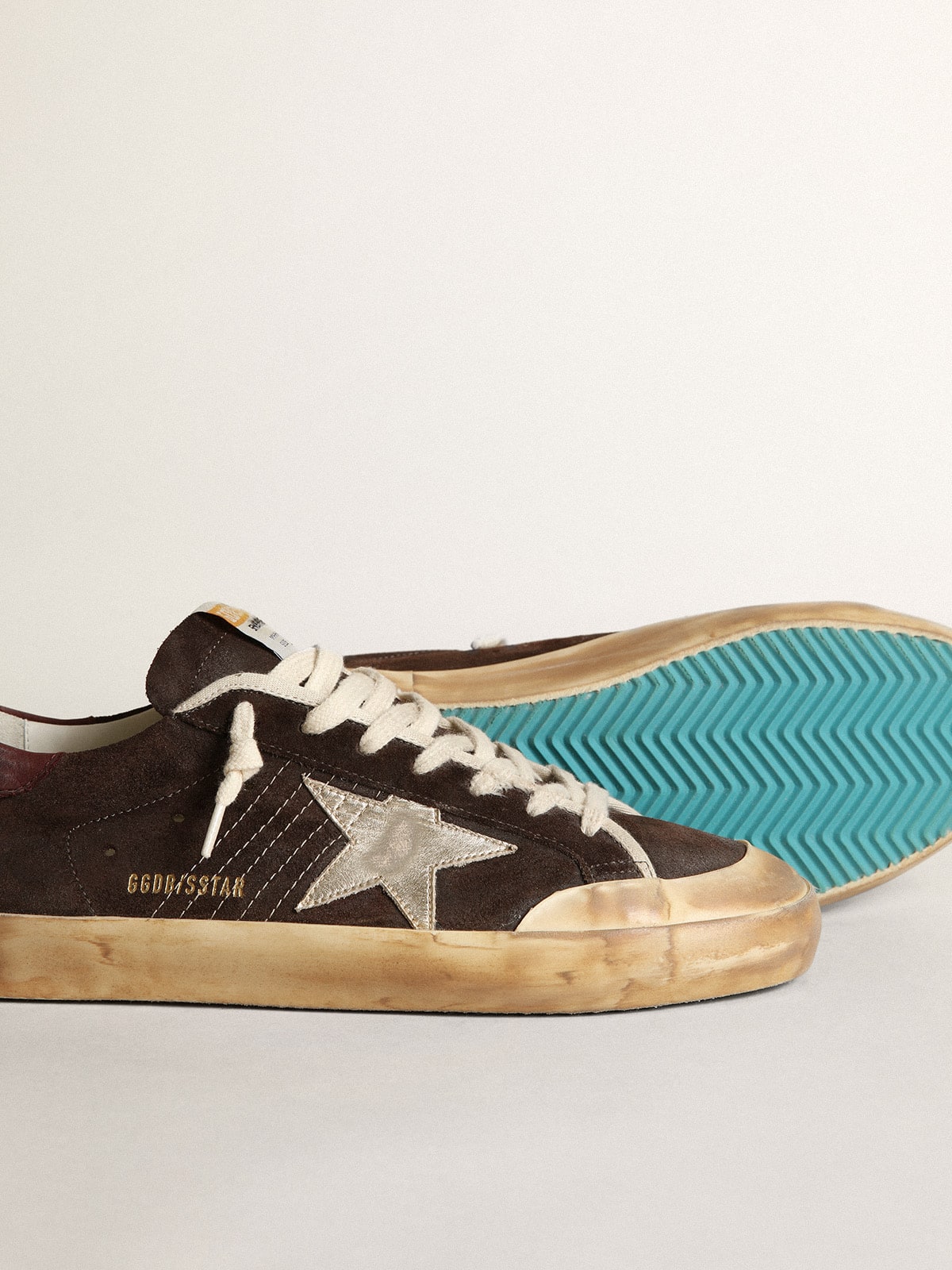Men's Super-Star Penstar in brown suede with a platinum star - Golden Goose Men