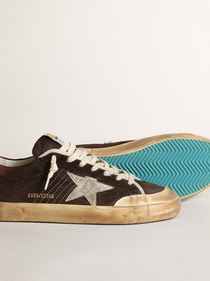 Men's Super-Star Penstar in brown suede with a platinum star - Golden Goose Men