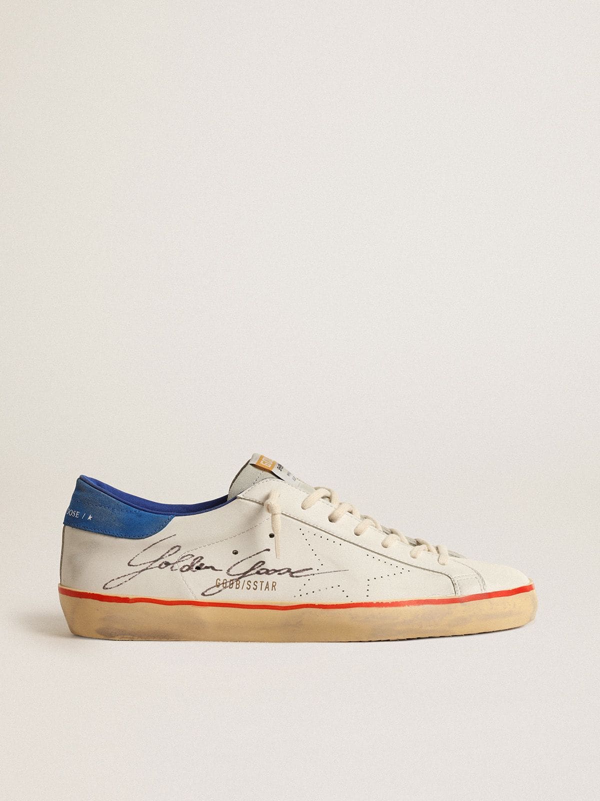 Men’s Super-Star with perforated star and blue suede heel tab - Golden Goose Men