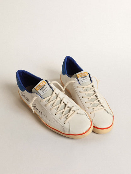 Men’s Super-Star with perforated star and blue suede heel tab - Golden Goose Men