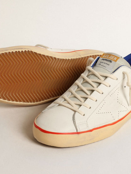 Men’s Super-Star with perforated star and blue suede heel tab - Golden Goose Men