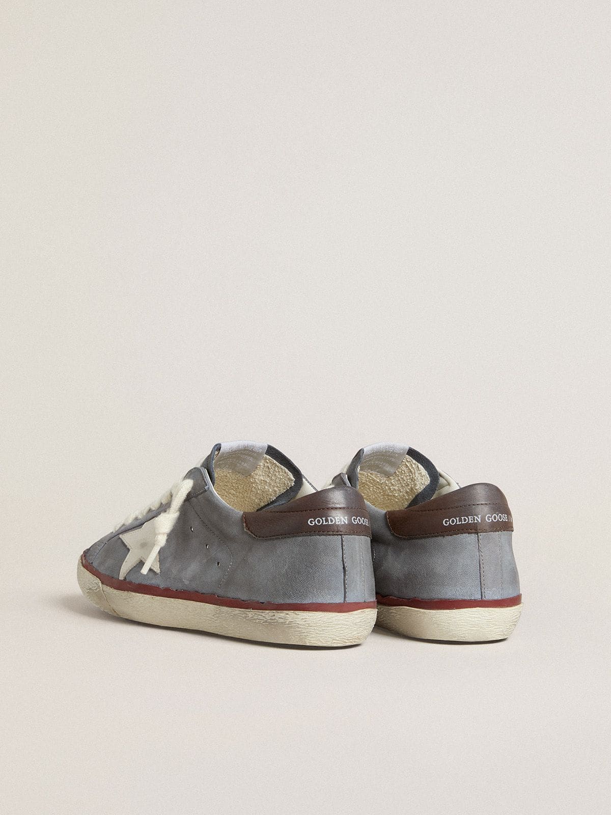 Super-Star LTD in light blue nubuck leather with white leather star and brown leather heel tab - Golden Goose Men