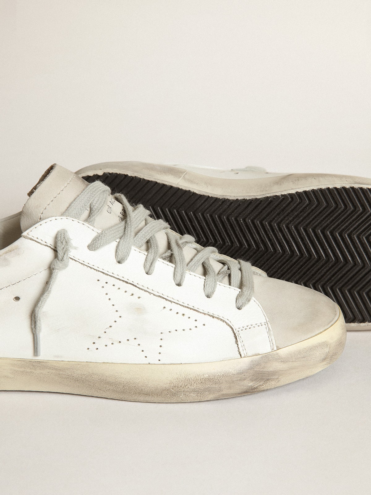 Men's Super-Star with perforated star and ice-gray heel tab - Golden Goose Men