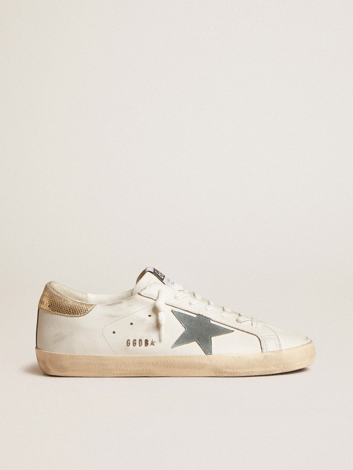Men's Super-Star with suede star and platinum snake-print leather heel tab - Golden Goose Men