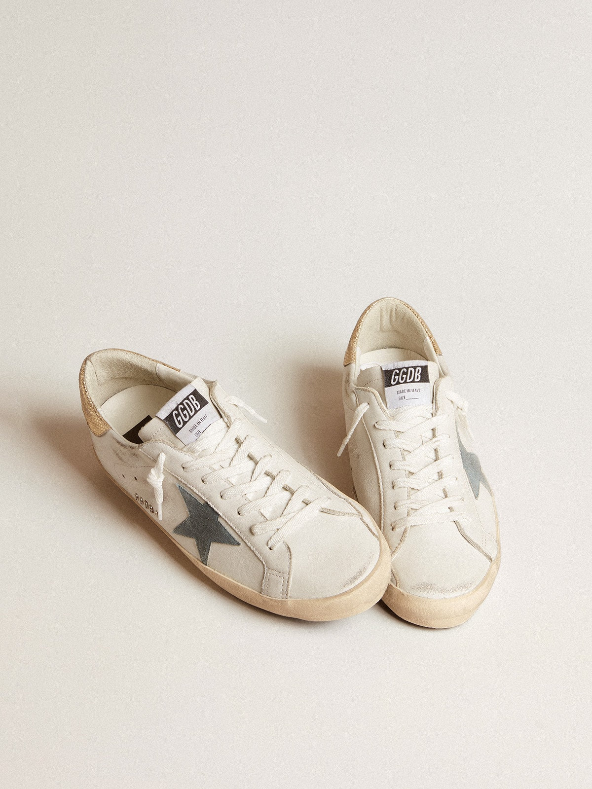 Men's Super-Star with suede star and platinum snake-print leather heel tab - Golden Goose Men