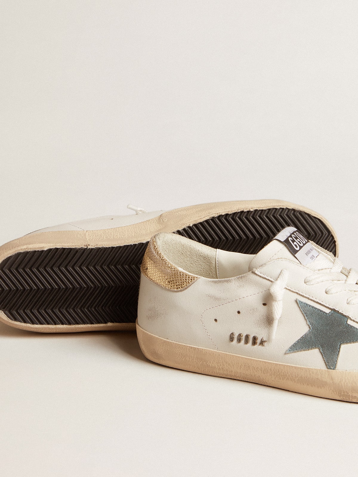 Men's Super-Star with suede star and platinum snake-print leather heel tab - Golden Goose Men