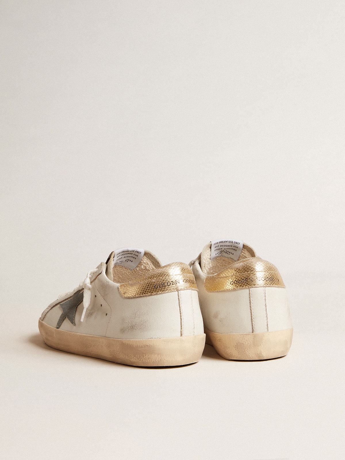 Men's Super-Star with suede star and platinum snake-print leather heel tab - Golden Goose Men