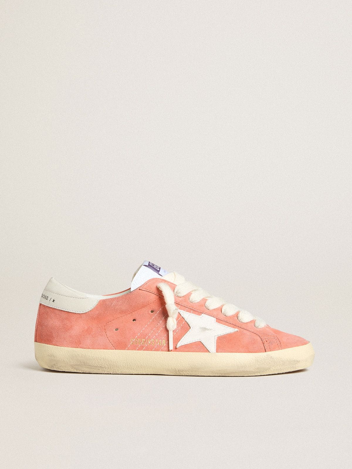 Men’s Super-Star in coral suede with white leather star and heel tab - Golden Goose Men
