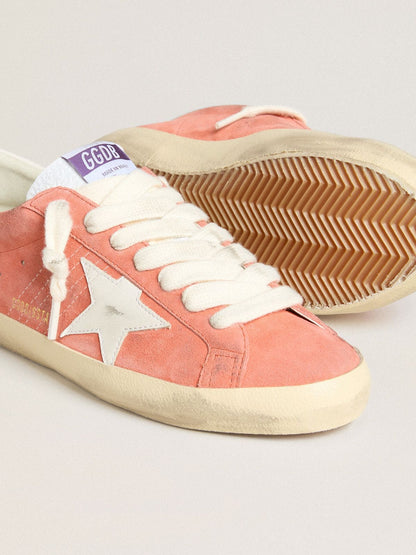 Men’s Super-Star in coral suede with white leather star and heel tab - Golden Goose Men