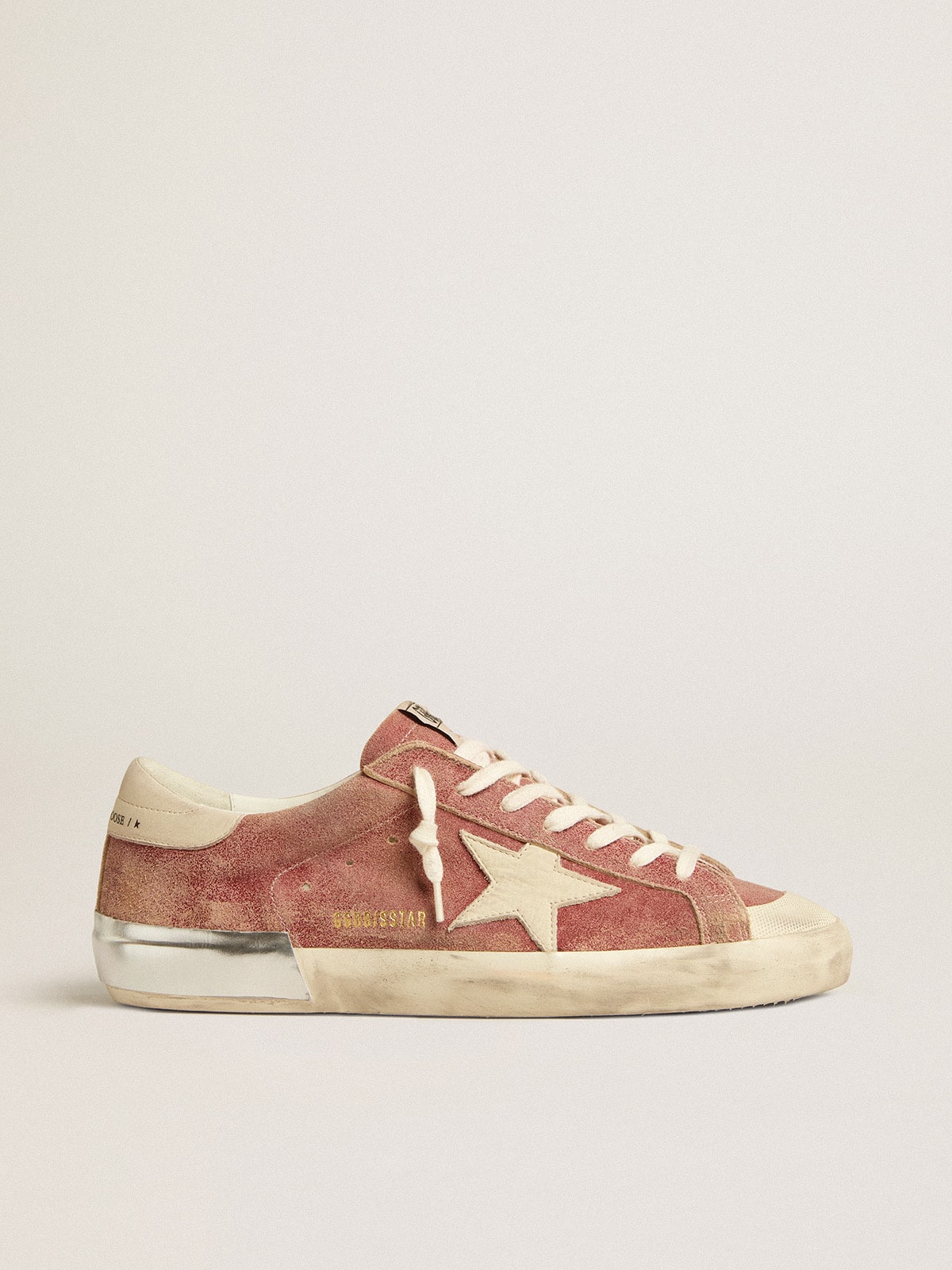Men's Super-Star in red leather with cream nubuck star and heel tab - Golden Goose Men