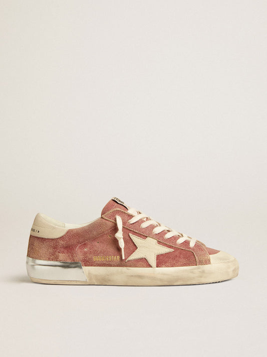 Men's Super-Star in red leather with cream nubuck star and heel tab - Golden Goose Men
