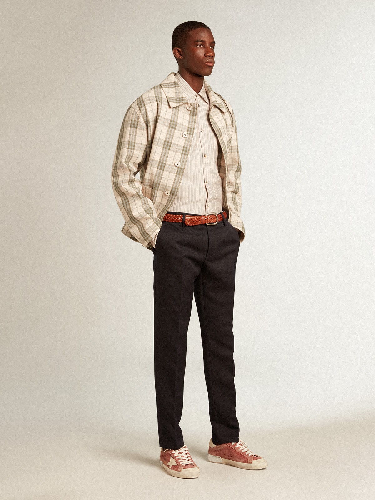 Men's Super-Star in red leather with cream nubuck star and heel tab - Golden Goose Men