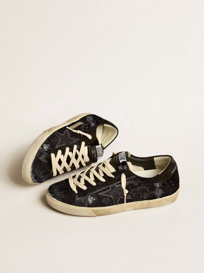 Men’s Super-Star in black velvet and suede with black suede star - Golden Goose Men