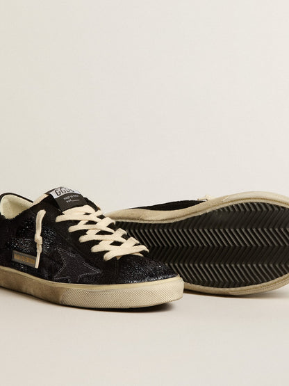 Men’s Super-Star in black velvet and suede with black suede star - Golden Goose Men